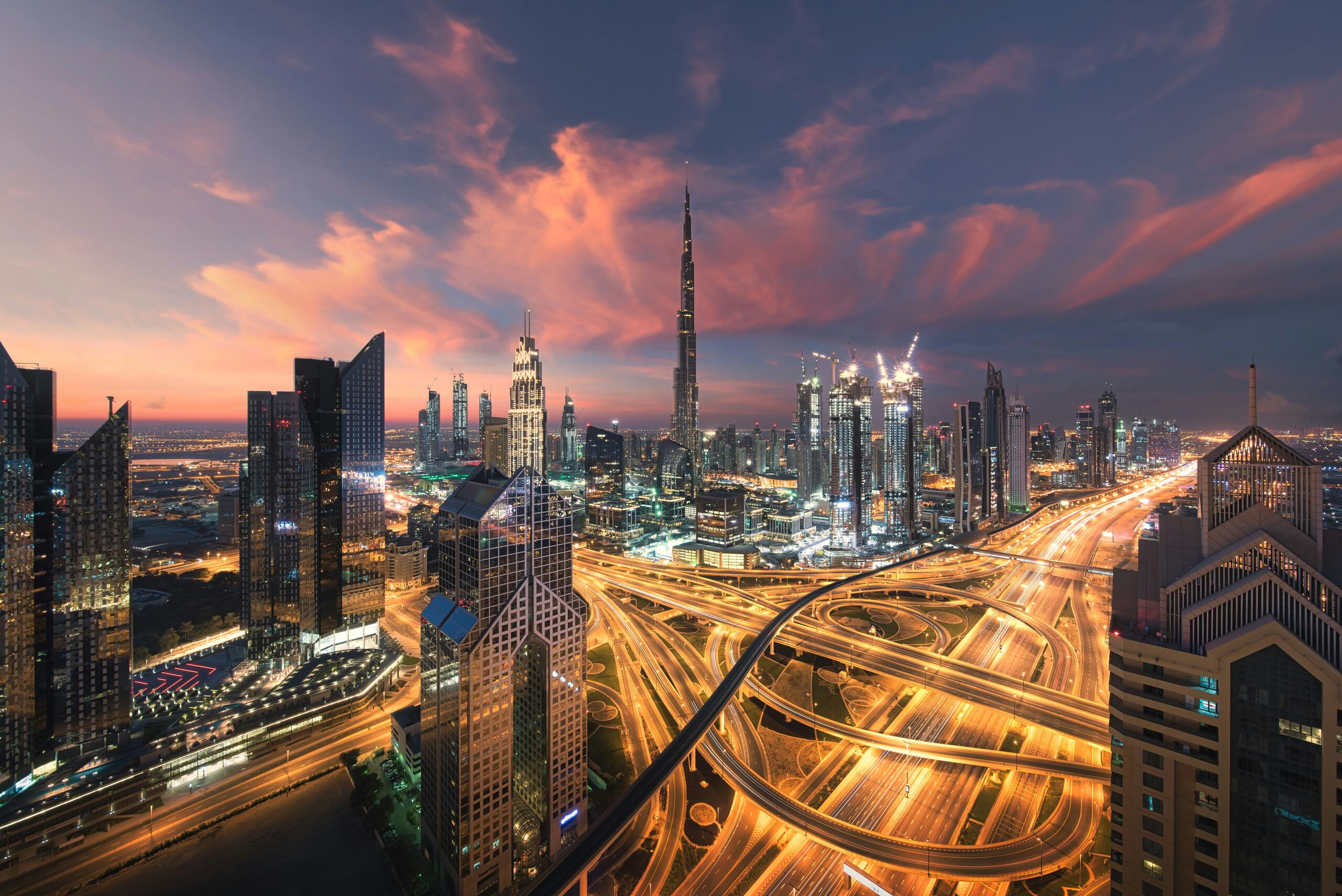 Dubai skyline at dusk