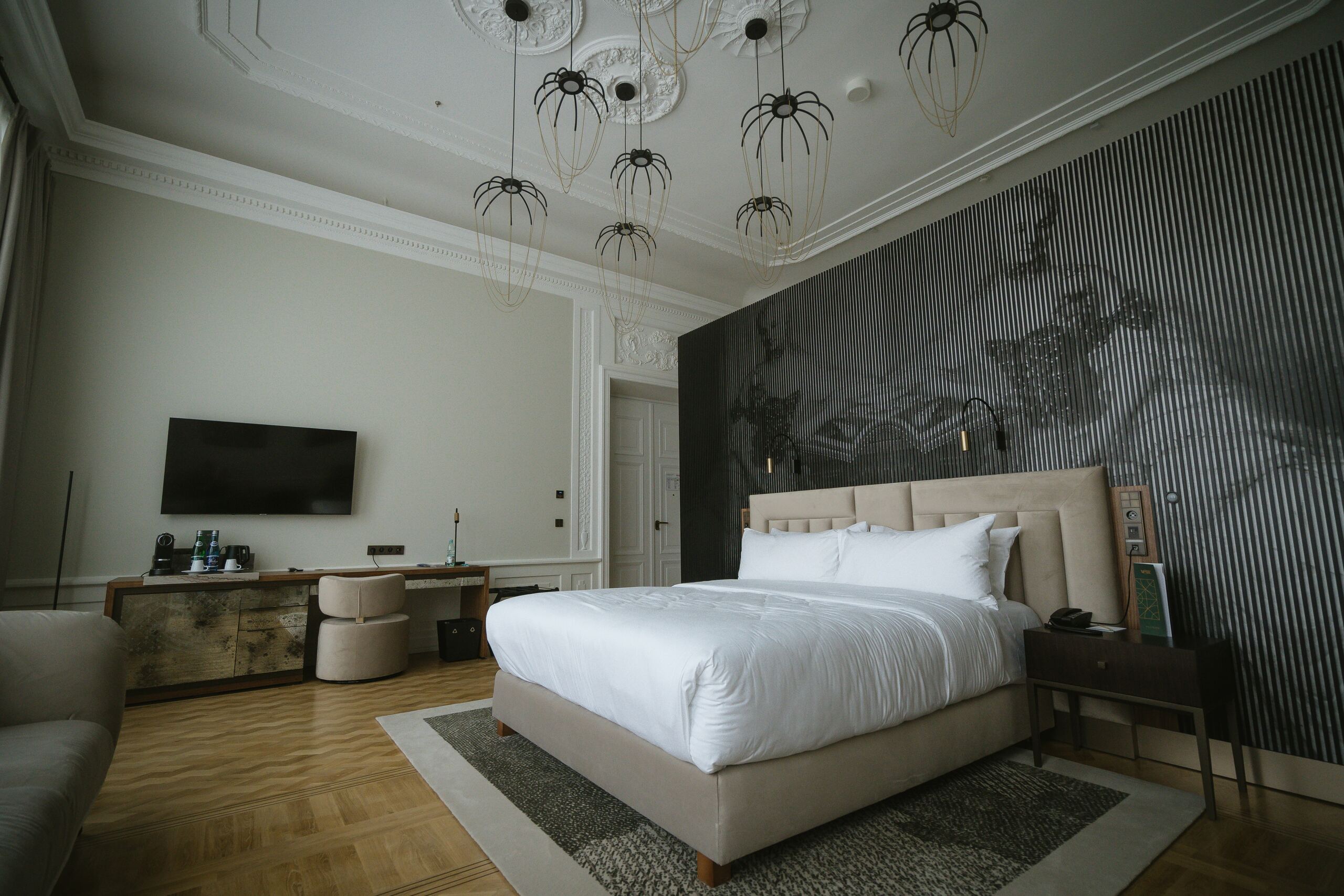 Luxury hotel suite bedroom